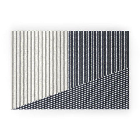 Sheila Wenzel-Ganny Mystic Grey Overlap Stripes Welcome Mat