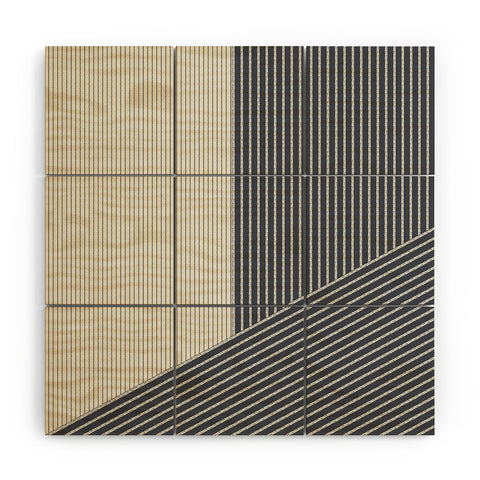 Sheila Wenzel-Ganny Mystic Grey Overlap Stripes Wood Wall Mural