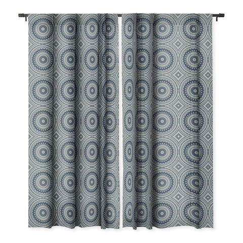 Sheila Wenzel-Ganny Navy Grey Mandala Blackout Window Curtain