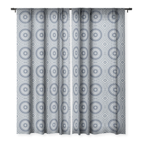 Sheila Wenzel-Ganny Navy Grey Mandala Sheer Window Curtain