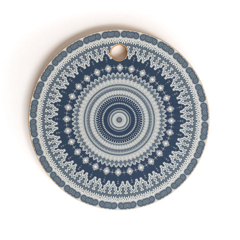 Sheila Wenzel-Ganny Navy Grey Mandala Cutting Board Round