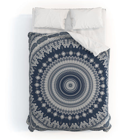 Sheila Wenzel-Ganny Navy Grey Mandala Duvet Cover