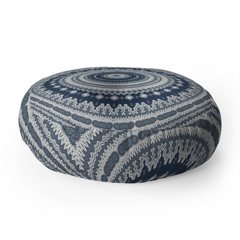 Sheila Wenzel-Ganny Navy Grey Mandala Floor Pillow Round
