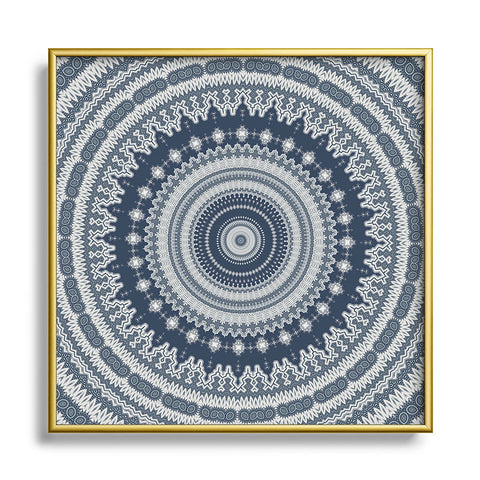 Sheila Wenzel-Ganny Navy Grey Mandala Metal Square Framed Art Print