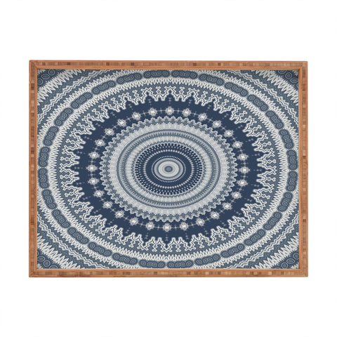 Sheila Wenzel-Ganny Navy Grey Mandala Rectangular Tray