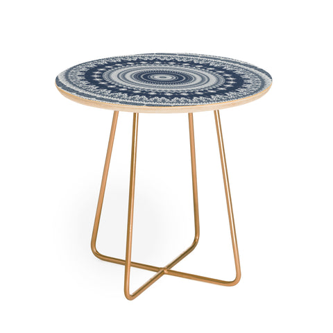 Sheila Wenzel-Ganny Navy Grey Mandala Round Side Table
