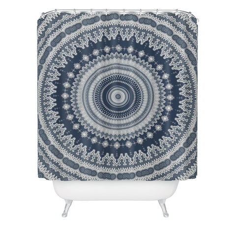 Sheila Wenzel-Ganny Navy Grey Mandala Shower Curtain