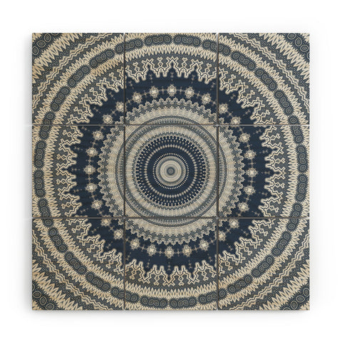 Sheila Wenzel-Ganny Navy Grey Mandala Wood Wall Mural