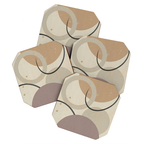 Sheila Wenzel-Ganny Neutral Color Abstract Coaster Set