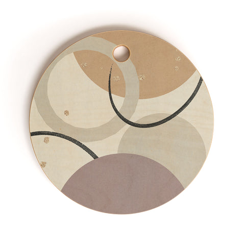 Sheila Wenzel-Ganny Neutral Color Abstract Cutting Board Round