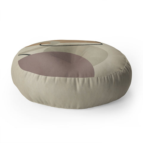 Sheila Wenzel-Ganny Neutral Color Abstract Floor Pillow Round