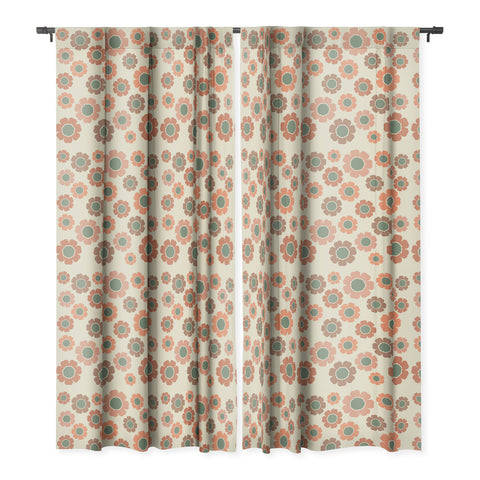 Sheila Wenzel-Ganny Neutral Modern Pink Floral Blackout Window Curtain