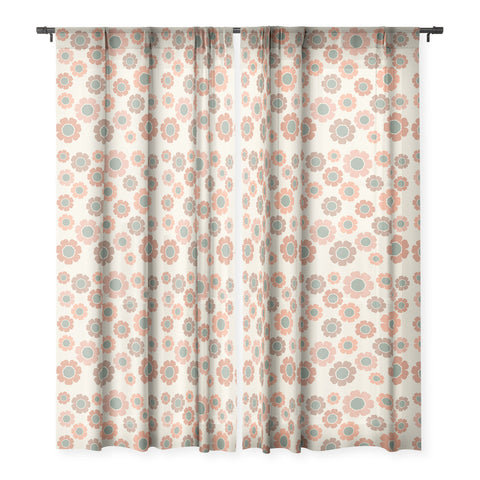 Sheila Wenzel-Ganny Neutral Modern Pink Floral Sheer Window Curtain