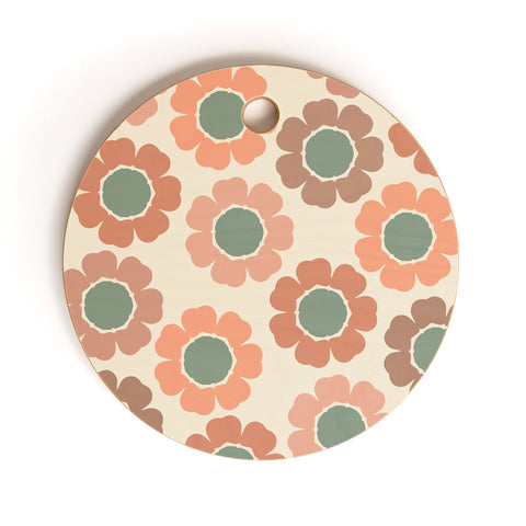 Sheila Wenzel-Ganny Neutral Modern Pink Floral Cutting Board Round
