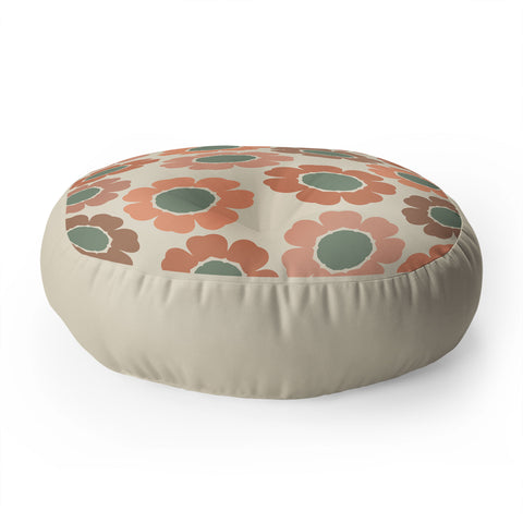 Sheila Wenzel-Ganny Neutral Modern Pink Floral Floor Pillow Round