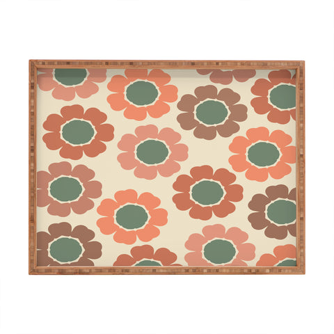 Sheila Wenzel-Ganny Neutral Modern Pink Floral Rectangular Tray