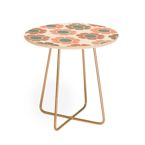 Sheila Wenzel-Ganny Neutral Modern Pink Floral Round Side Table