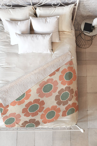 Sheila Wenzel-Ganny Neutral Modern Pink Floral Fleece Throw Blanket