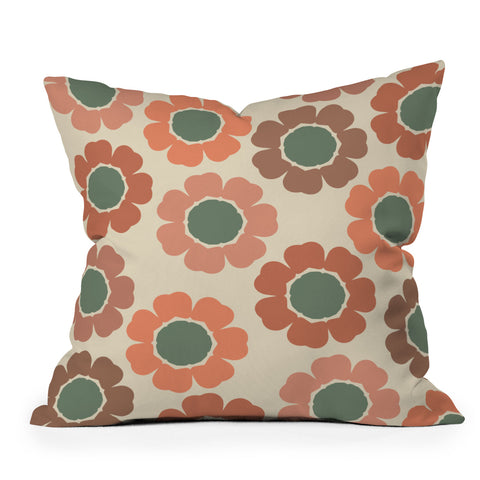 Sheila Wenzel-Ganny Neutral Modern Pink Floral Throw Pillow