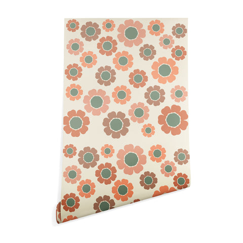 Sheila Wenzel-Ganny Neutral Modern Pink Floral Wallpaper