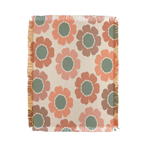 Sheila Wenzel-Ganny Neutral Modern Pink Floral Throw Blanket