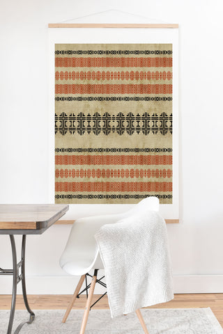 Sheila Wenzel-Ganny Orange Linen Tribal Art Print And Hanger