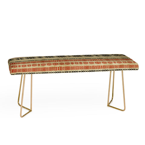 Sheila Wenzel-Ganny Orange Linen Tribal Bench