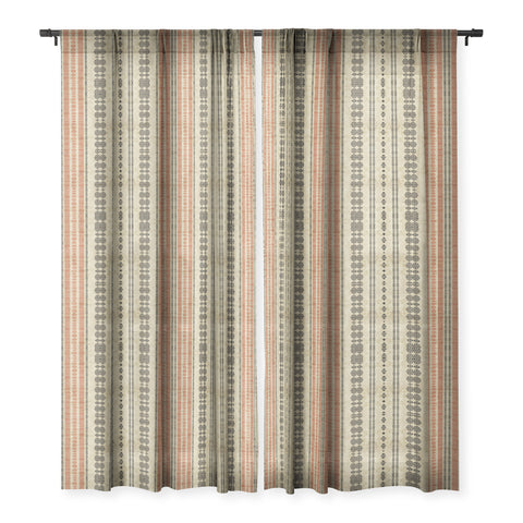 Sheila Wenzel-Ganny Orange Linen Tribal Sheer Window Curtain