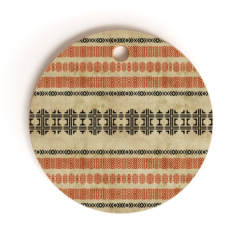 Sheila Wenzel-Ganny Orange Linen Tribal Cutting Board Round
