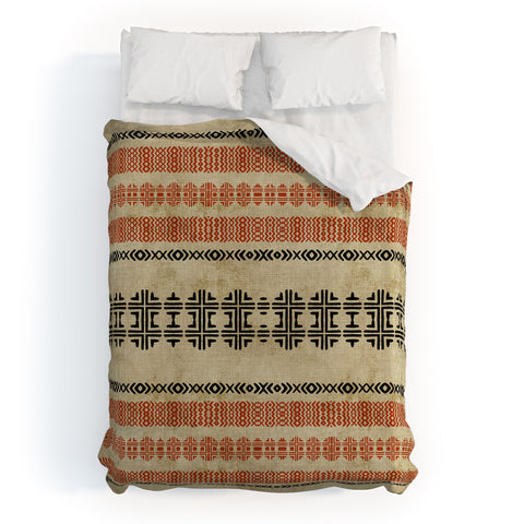 Sheila Wenzel-Ganny Orange Linen Tribal Duvet Cover