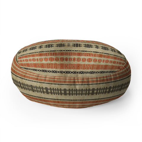 Sheila Wenzel-Ganny Orange Linen Tribal Floor Pillow Round
