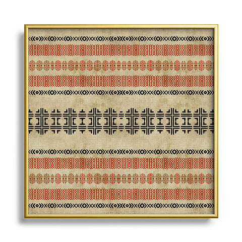 Sheila Wenzel-Ganny Orange Linen Tribal Metal Square Framed Art Print