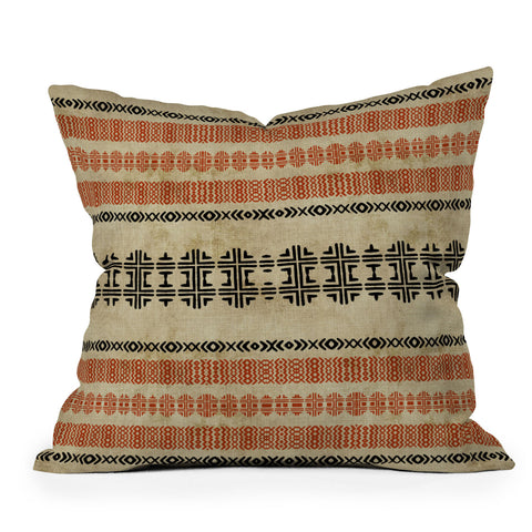 Sheila Wenzel-Ganny Orange Linen Tribal Throw Pillow
