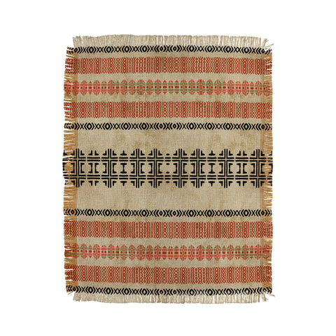 Sheila Wenzel-Ganny Orange Linen Tribal Throw Blanket