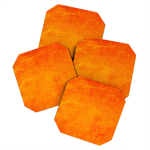 Sheila Wenzel-Ganny Orange Sunset Textured Acrylic Coaster Set