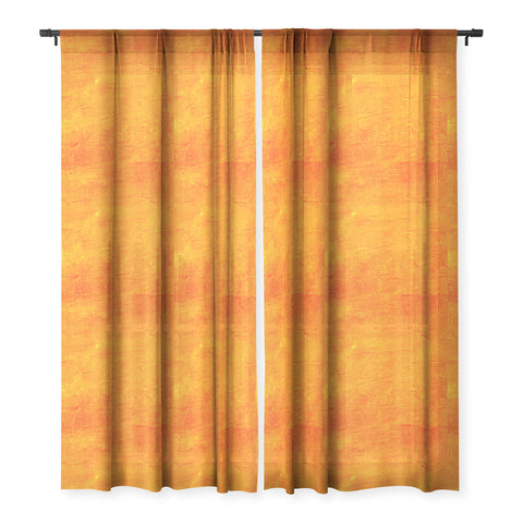 Sheila Wenzel-Ganny Orange Sunset Textured Acrylic Sheer Window Curtain