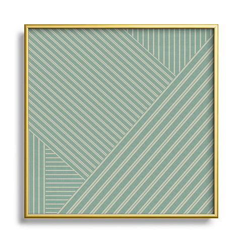 Sheila Wenzel-Ganny Overlap Linen Stripes Metal Square Framed Art Print