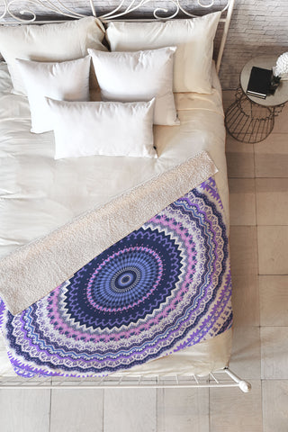 Sheila Wenzel-Ganny Pantone Purple Blue Mandala Fleece Throw Blanket