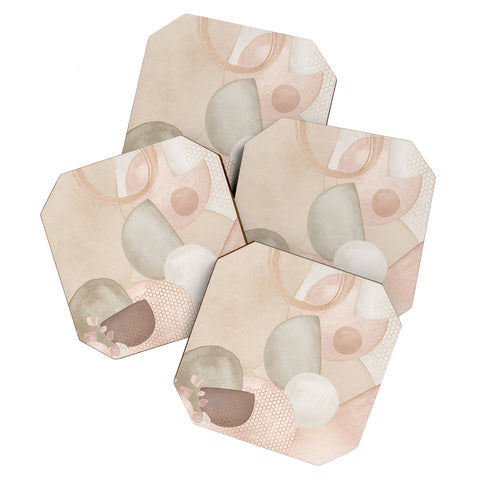 Sheila Wenzel-Ganny Pastel Shapes Patterns Coaster Set