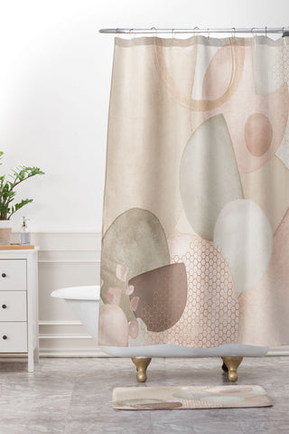 Sheila Wenzel-Ganny Pastel Shapes Patterns Shower Curtain And Mat