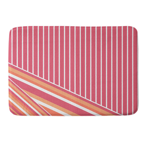 Sheila Wenzel-Ganny Pink Coral Stripes Memory Foam Bath Mat