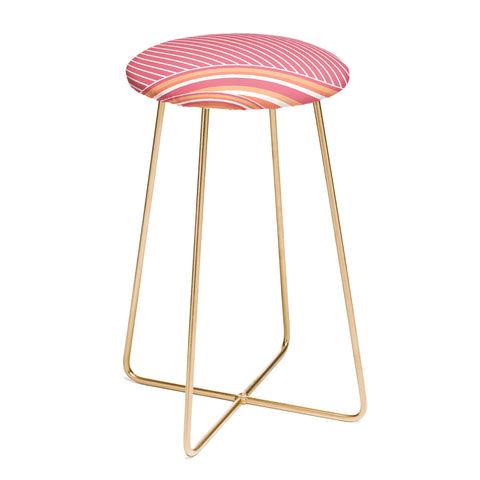 Sheila Wenzel-Ganny Pink Coral Stripes Counter Stool