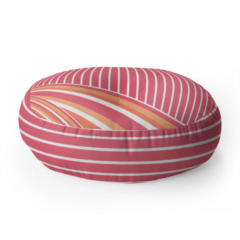 Sheila Wenzel-Ganny Pink Coral Stripes Floor Pillow Round