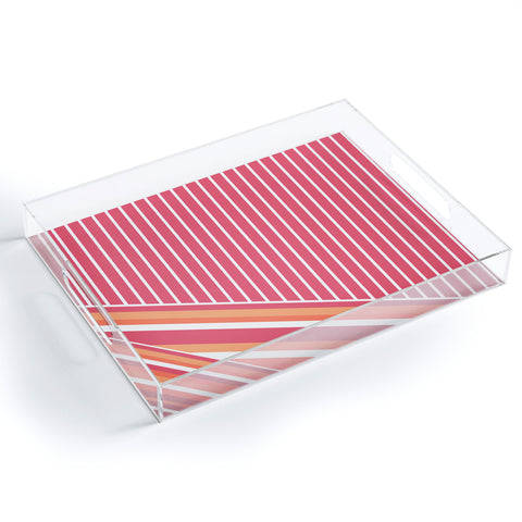 Sheila Wenzel-Ganny Pink Coral Stripes Acrylic Tray