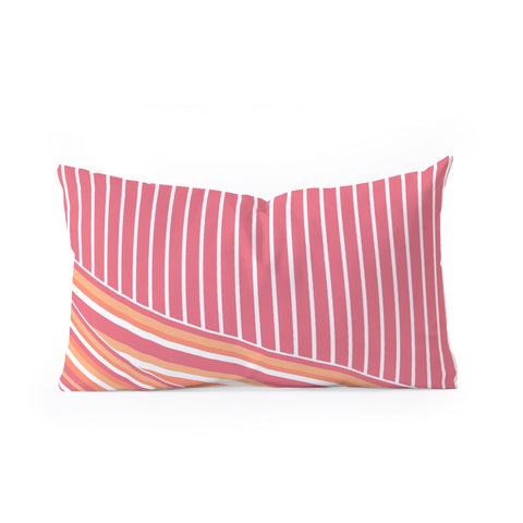 Sheila Wenzel-Ganny Pink Coral Stripes Oblong Throw Pillow