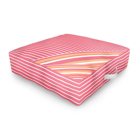 Sheila Wenzel-Ganny Pink Coral Stripes Outdoor Floor Cushion