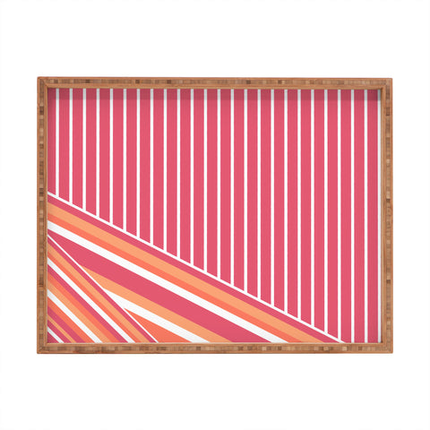 Sheila Wenzel-Ganny Pink Coral Stripes Rectangular Tray