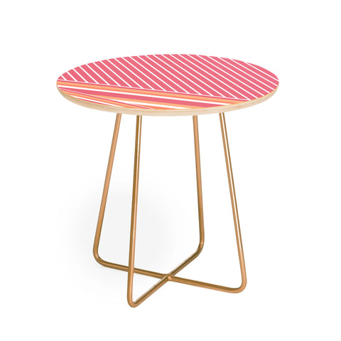 Sheila Wenzel-Ganny Pink Coral Stripes Round Side Table