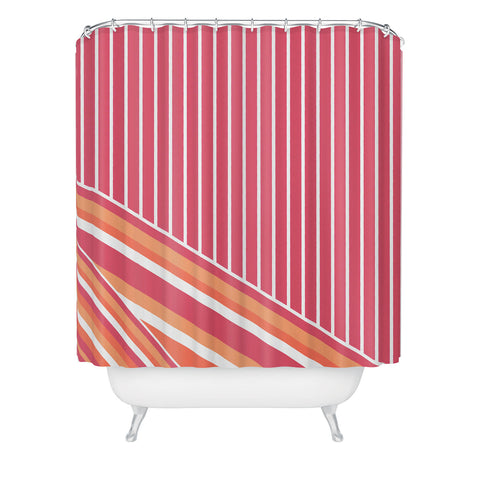 Sheila Wenzel-Ganny Pink Coral Stripes Shower Curtain