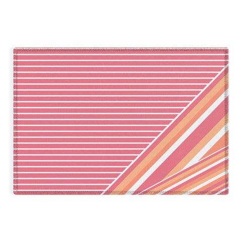 Sheila Wenzel-Ganny Pink Coral Stripes Outdoor Rug
